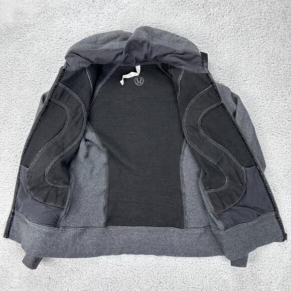 Lululemon Jacket Womens Size 8 Dark Gray Silver Sparkles Full Zip & Thumb Holes - Picture 4 of 9